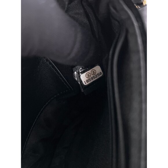 CHANEL  Half Moon  Black Velvet Leather Wallet on Chain Clutch Shoulder Bag Auth - Picture 6 of 16